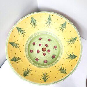 Southern Living Christmas In Province Terra Cotta Bowl and Saucer Planter Signed